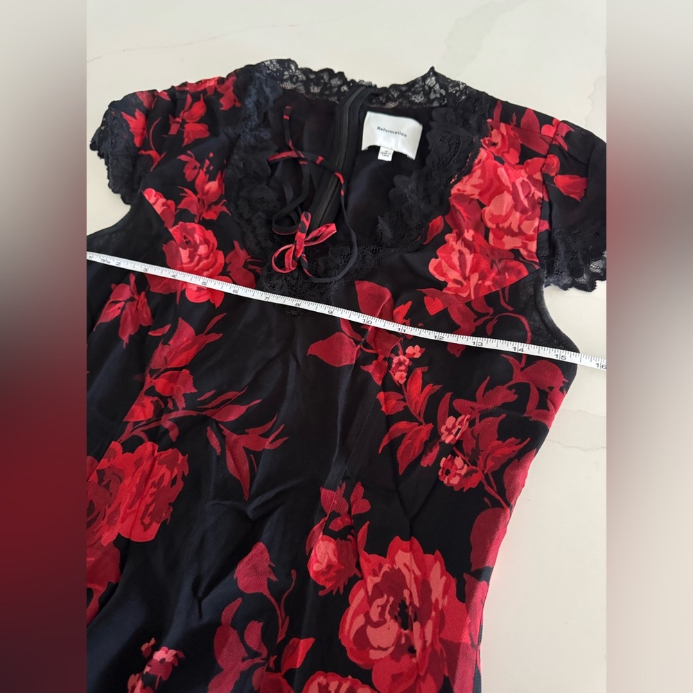 Reformation Tiffie Floral Lace Midi Dress In Basilica Sz 4 NEW - Picture 10 of 10